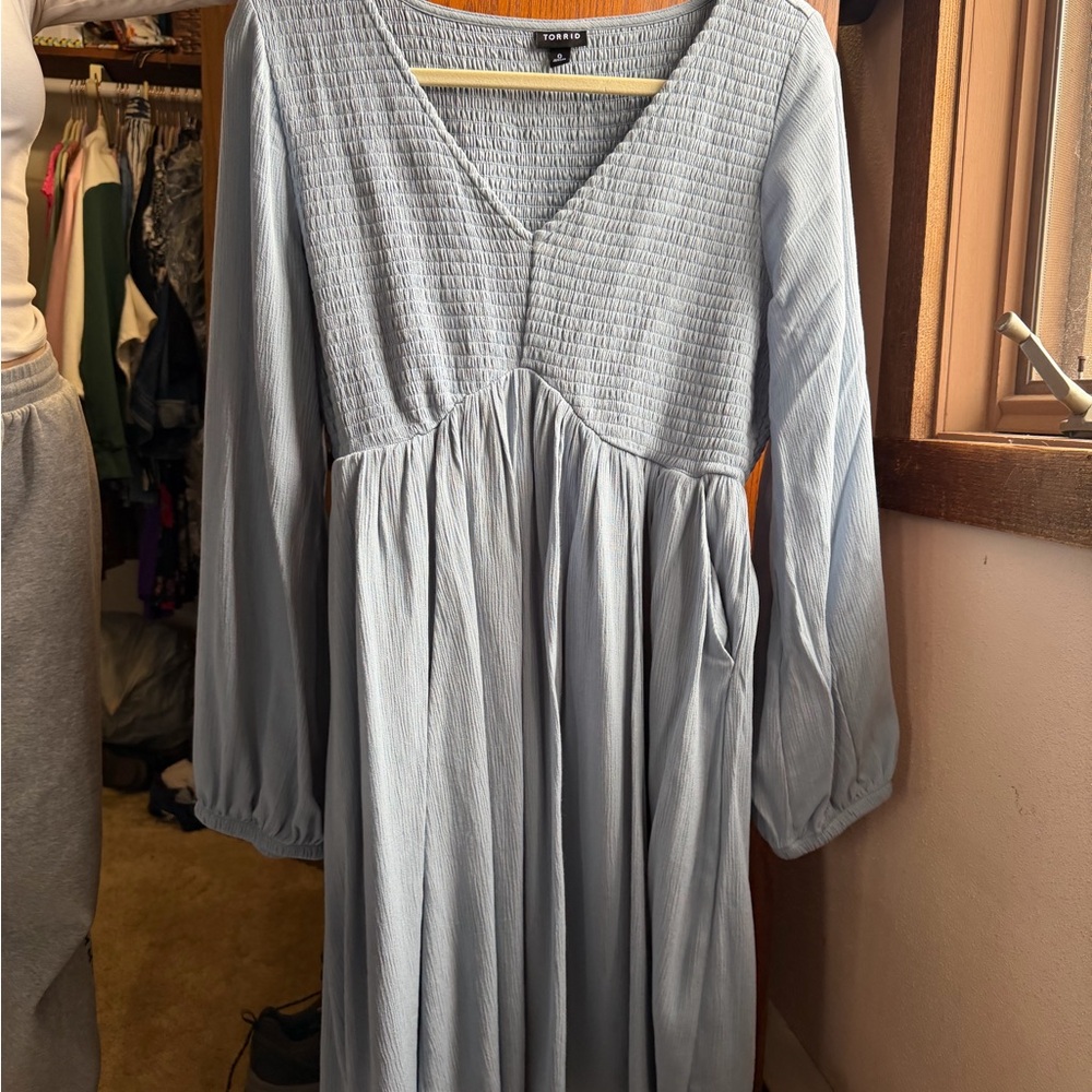 Torrid Light Blue Long Sleeve Dress